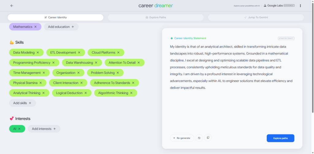 Career Dreamer interests